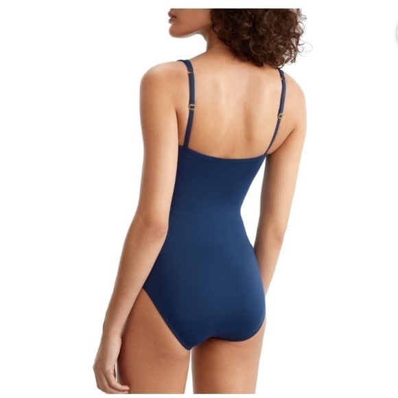 Bleu Rod Kore Shirred Underwire One-Piece Swimsuit swimwear navy NEW 6 - Picture 5 of 10